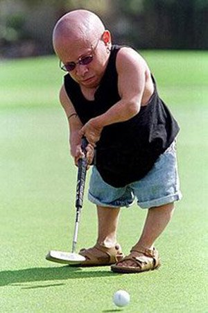 The 4th Reich lines up a par putt during a practice round at The Masters Thursday.